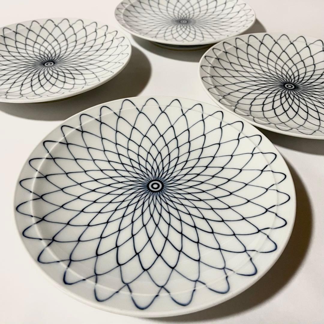 有田焼　山徳窯　網絵　中皿　4枚セット