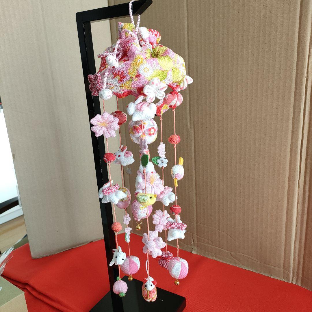 ひな祭り　吊るし雛　吊るし飾り(こつぶうさぎ特小)スタンド付き(高さ40cm)