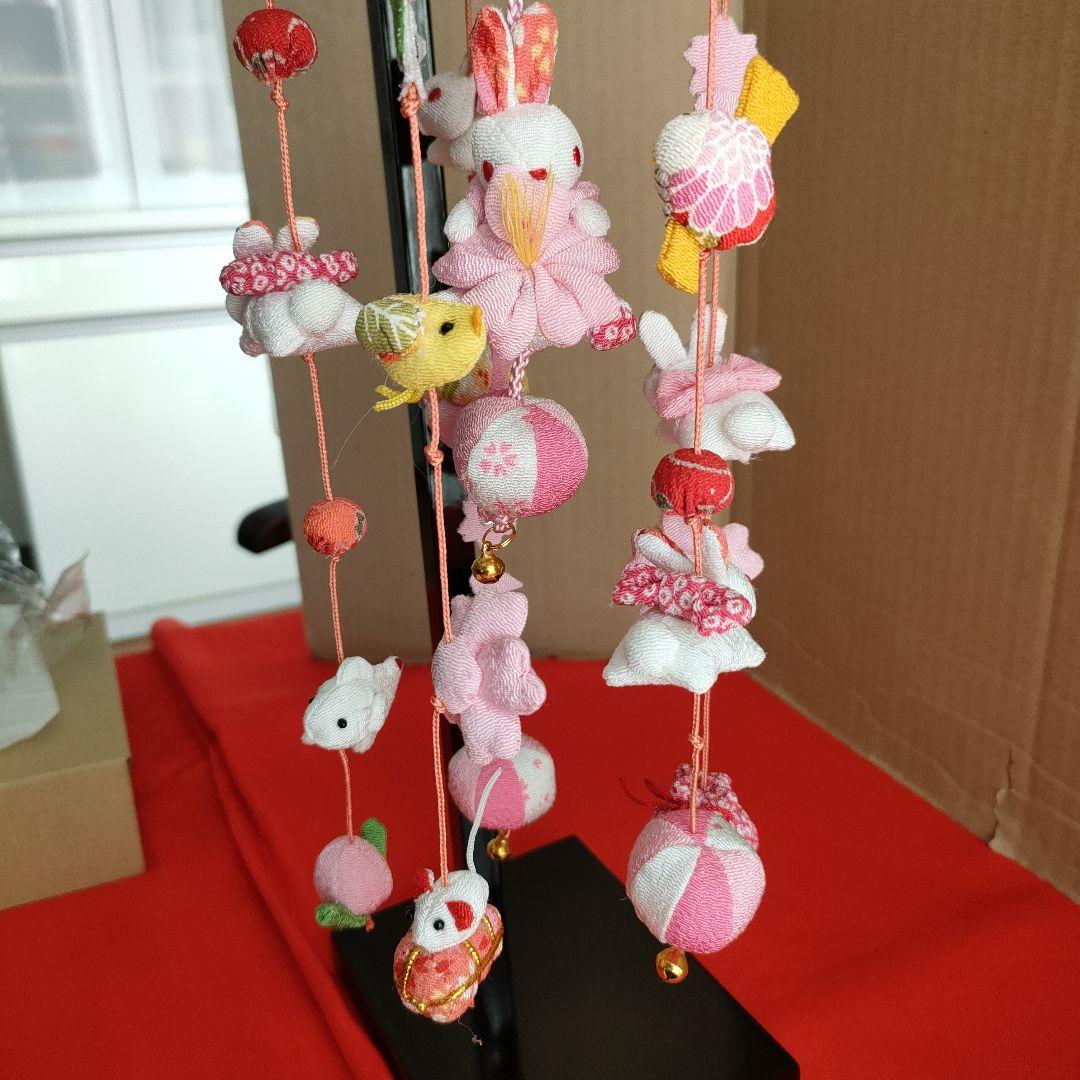 ひな祭り　吊るし雛　吊るし飾り(こつぶうさぎ特小)スタンド付き(高さ40cm)