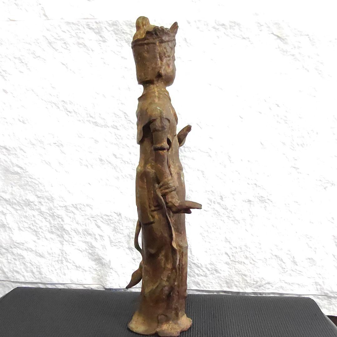 【希少 骨董品 旧家出物】大型 菩薩 立像 金箔銅像 51.2cm/5.2kg
