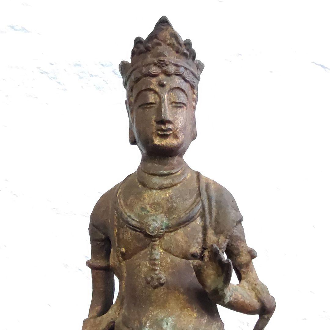 【希少 骨董品 旧家出物】大型 菩薩 立像 金箔銅像 51.2cm/5.2kg