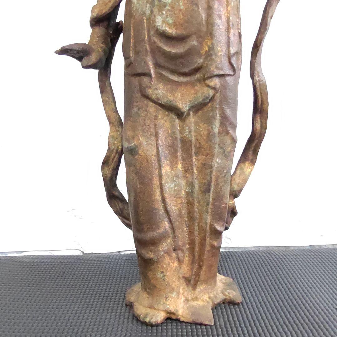 【希少 骨董品 旧家出物】大型 菩薩 立像 金箔銅像 51.2cm/5.2kg