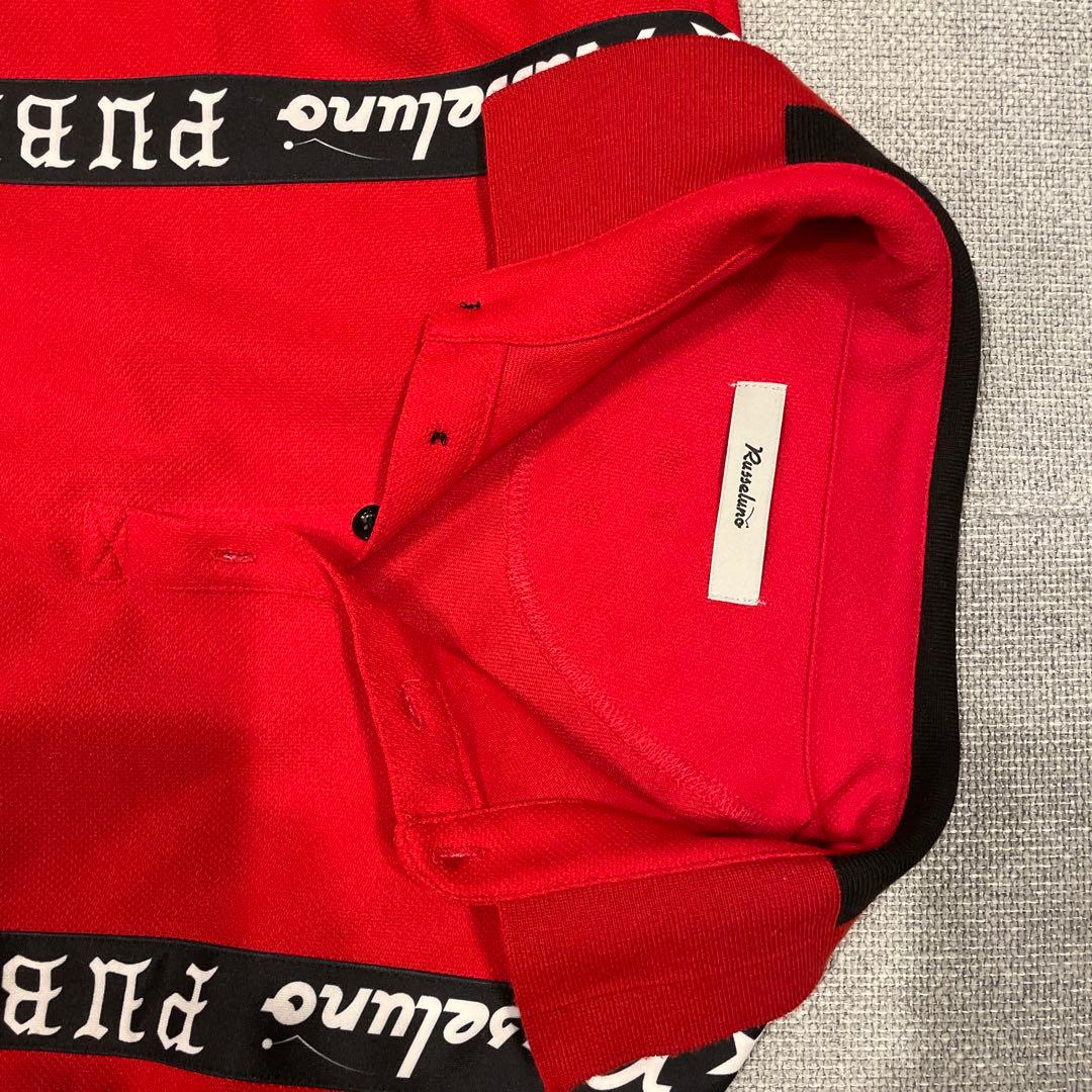 ラッセルノ 半袖ポロシャツ 赤×黒 サスペンダー風 メンズ 6(XL)