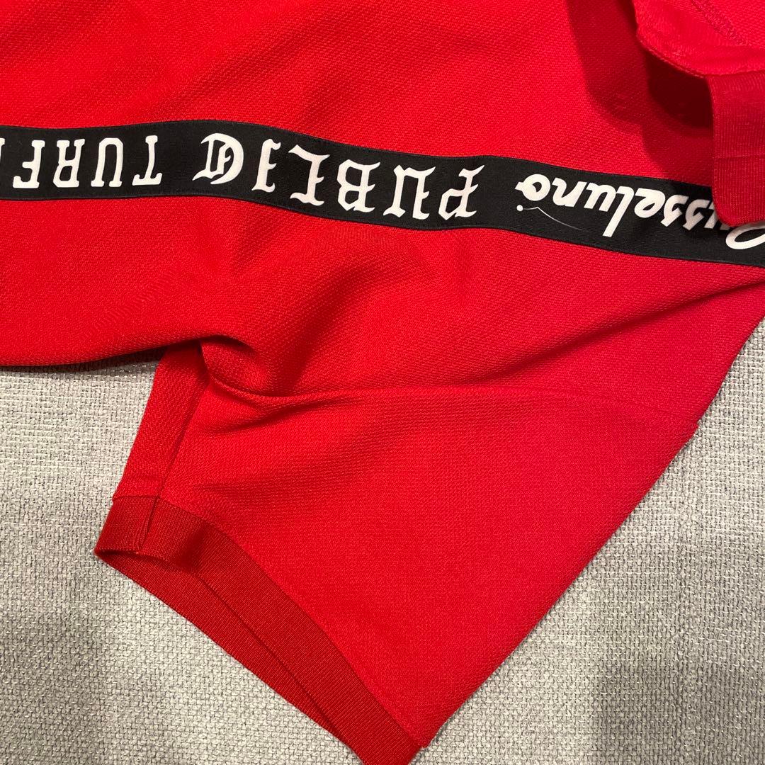 ラッセルノ 半袖ポロシャツ 赤×黒 サスペンダー風 メンズ 6(XL)