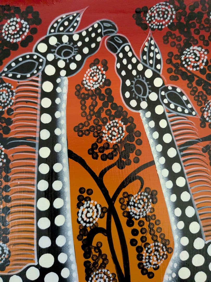 ●アフリカの絵画、ティンガティンガ、キリン、オレンジバック、30×40cm