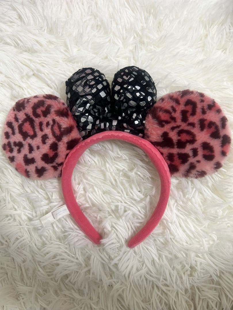 ディズニー カチューシャ ピンク ヒョウ柄 ミニー