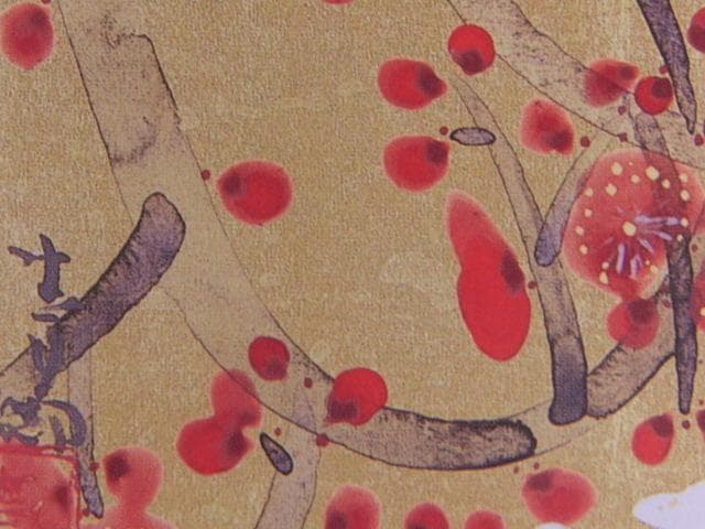 前田青邨、【紅白梅】、希少画集画より、状態良好、新品高級額装付