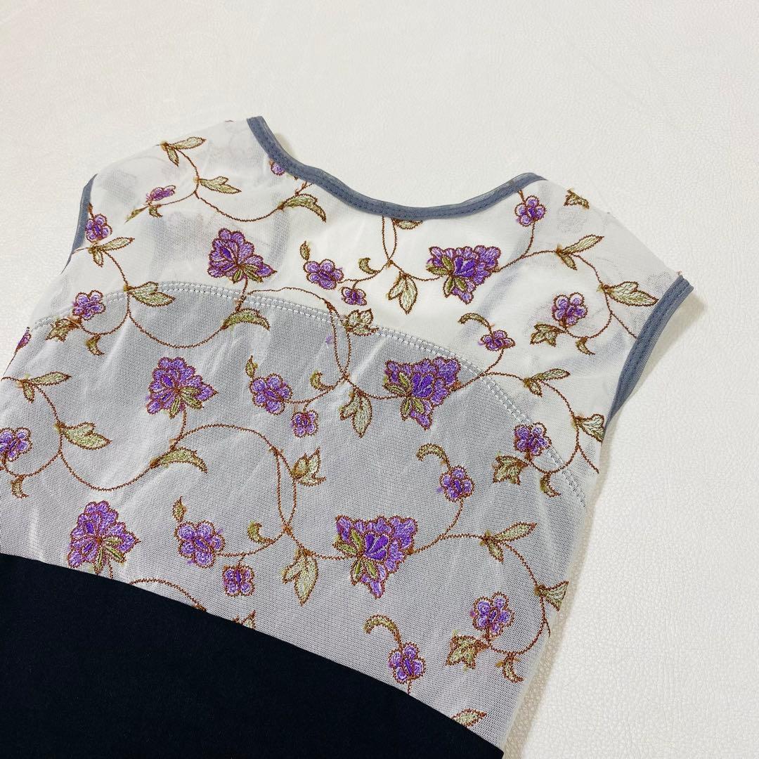 美品 シルフィーヌ LUCAS 花柄 メッシュ レオタード 40