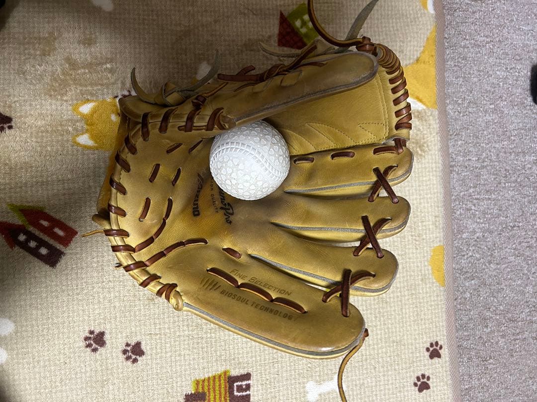 Mizuno Pro 軟式グローブ ベージュ 手袋付き