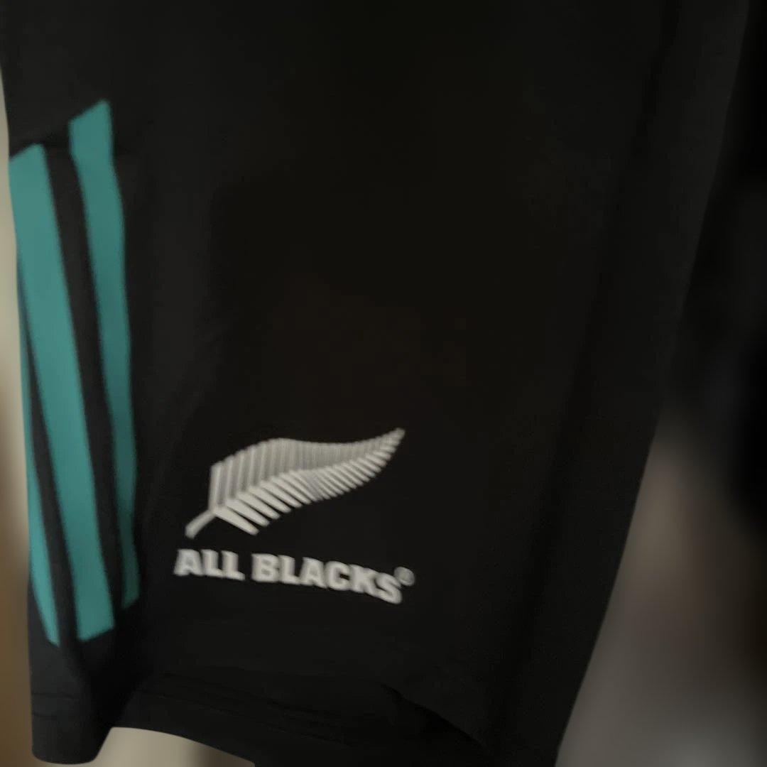 新品タグ付きALL BLACKS ラガーパンツ ブラック/ターコイズ　 Mサイズ