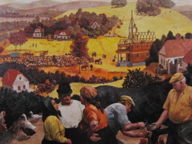 佐々木信平、【イゼイ村にて】、希少な大判額装用画集より、美品、日本人画家