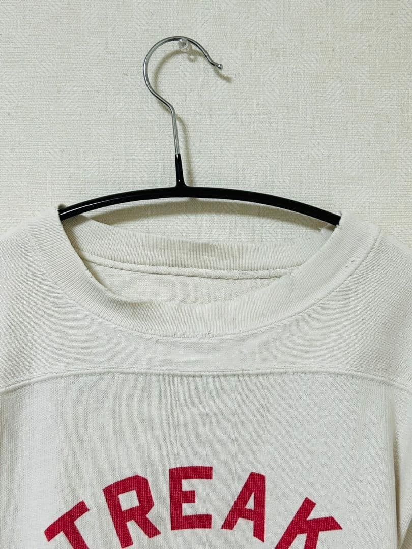 60s 染み込みフットボールシャツ ヴィンテージ エルボーパッチ