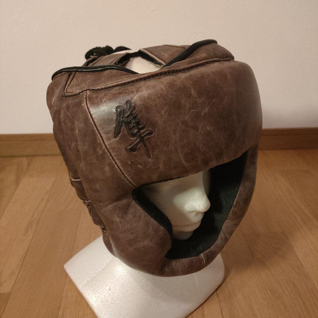 HAYABUSA 隼 本革 レザー ボクシング MMA ヘッドギア ブラウン