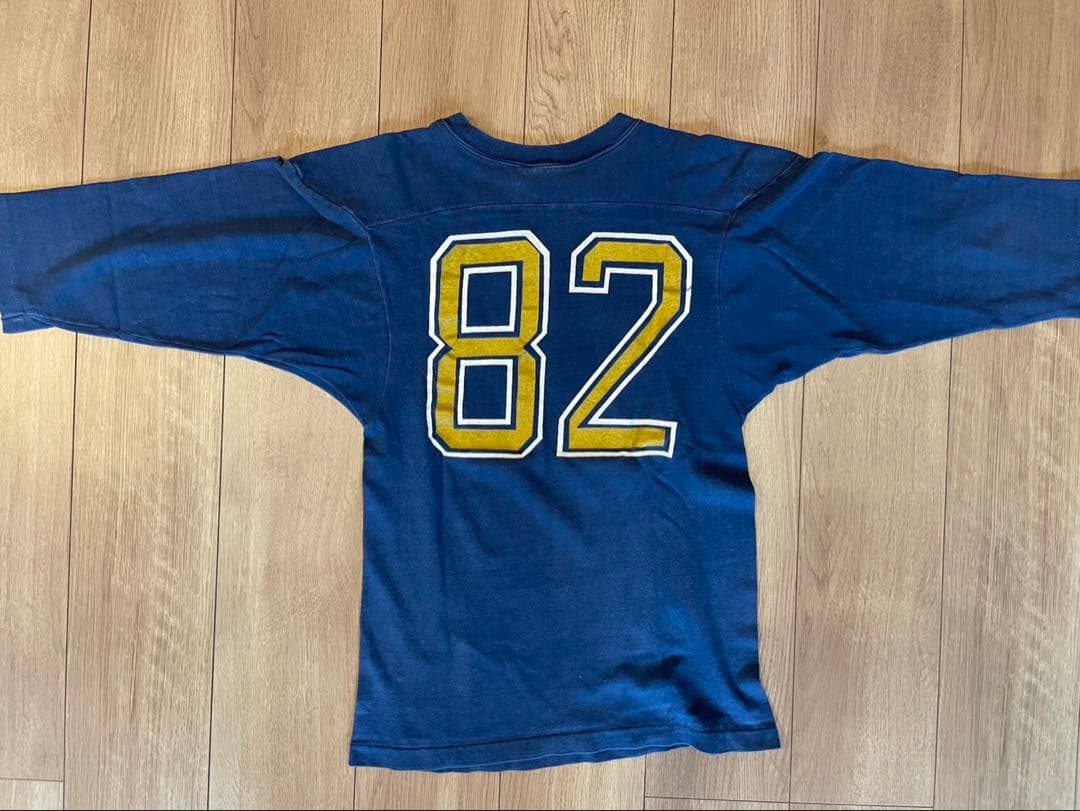 ビンテージ　Champion バータグ　フットボールT S サイズ　ネイビー