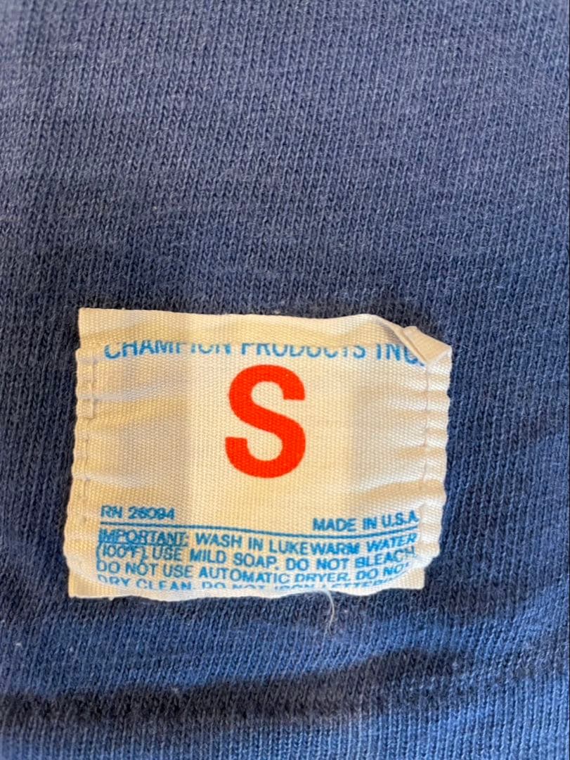 ビンテージ　Champion バータグ　フットボールT S サイズ　ネイビー
