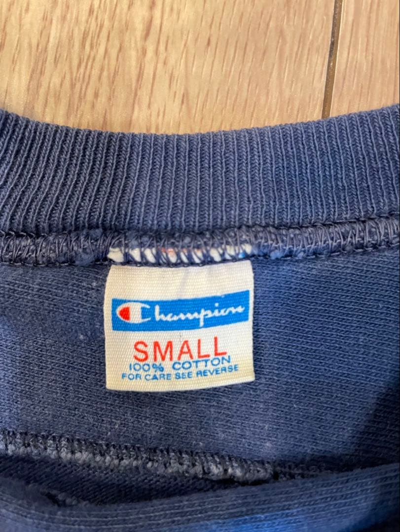 ビンテージ　Champion バータグ　フットボールT S サイズ　ネイビー