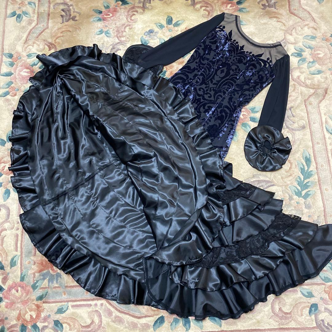 フラメンコ衣装　ハンドメイド　ブラックワンピース