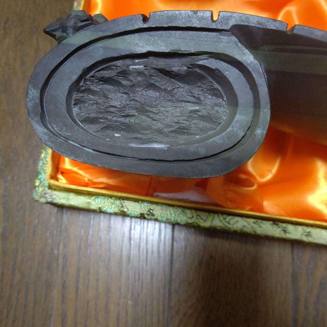 硯 石製巻物デザイン 専用箱付き　検　中国美術工芸　書道　篆刻　文房具