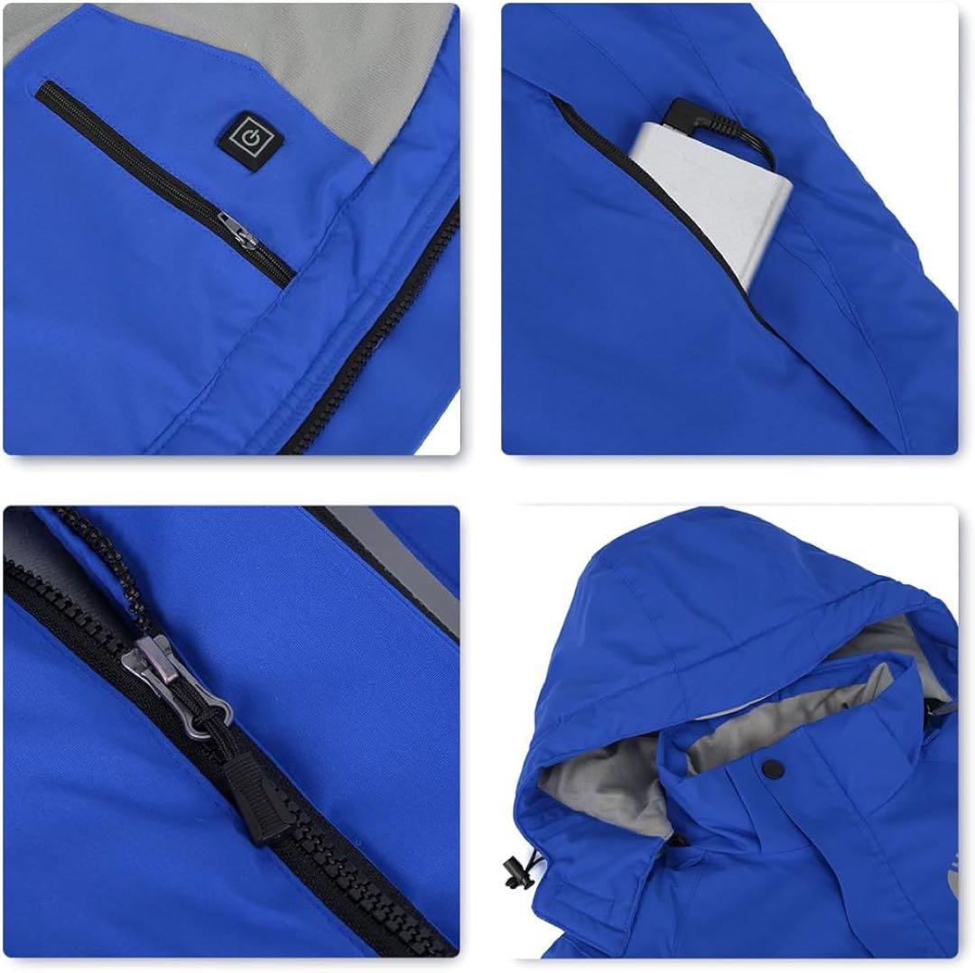 電熱ジャケット 加熱ジャケット カップル加熱服 USB給電 電熱ウェア 3XL