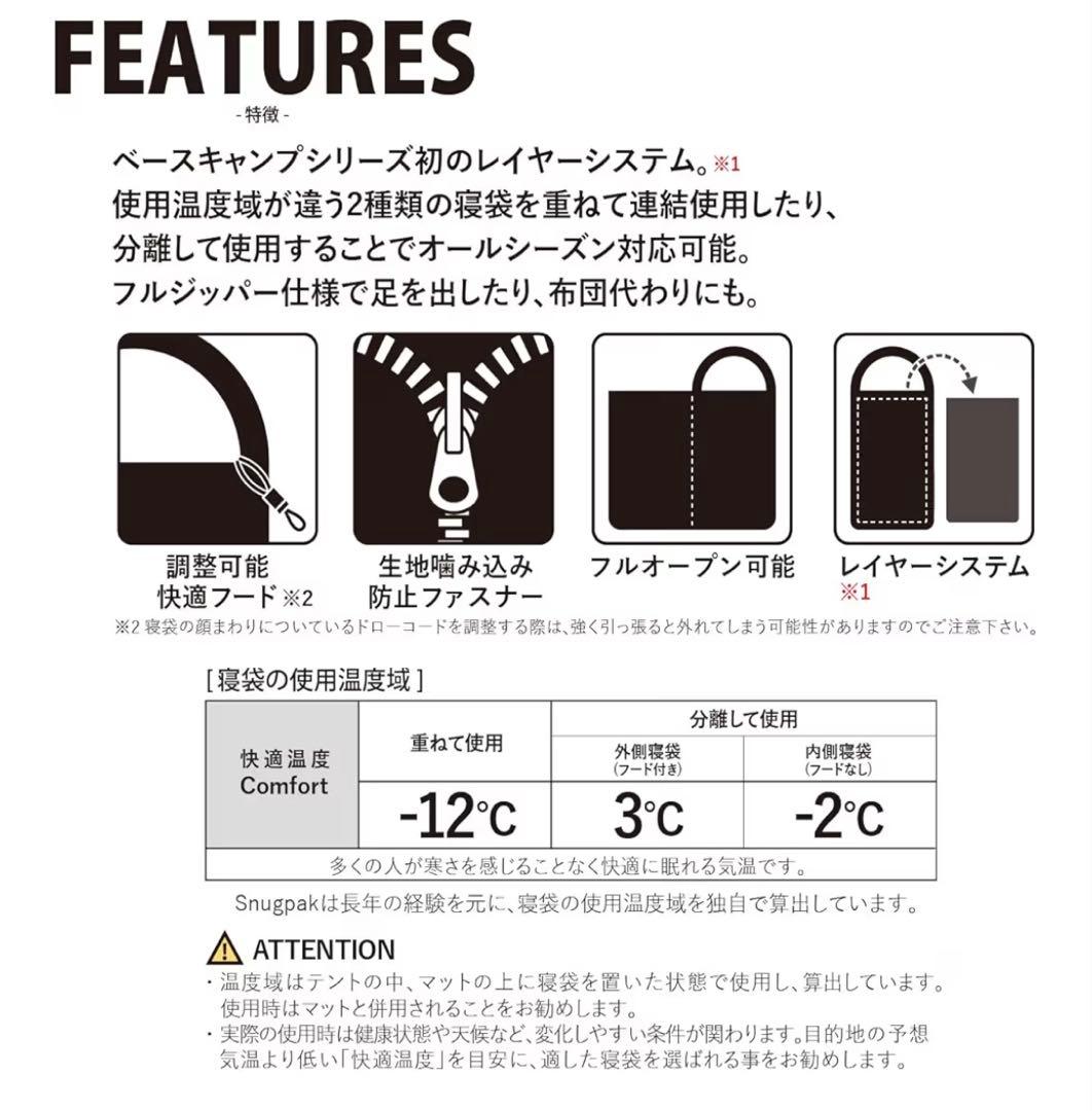 Snugpak ベースキャンプ スリープシステム スクエア ライトジップ