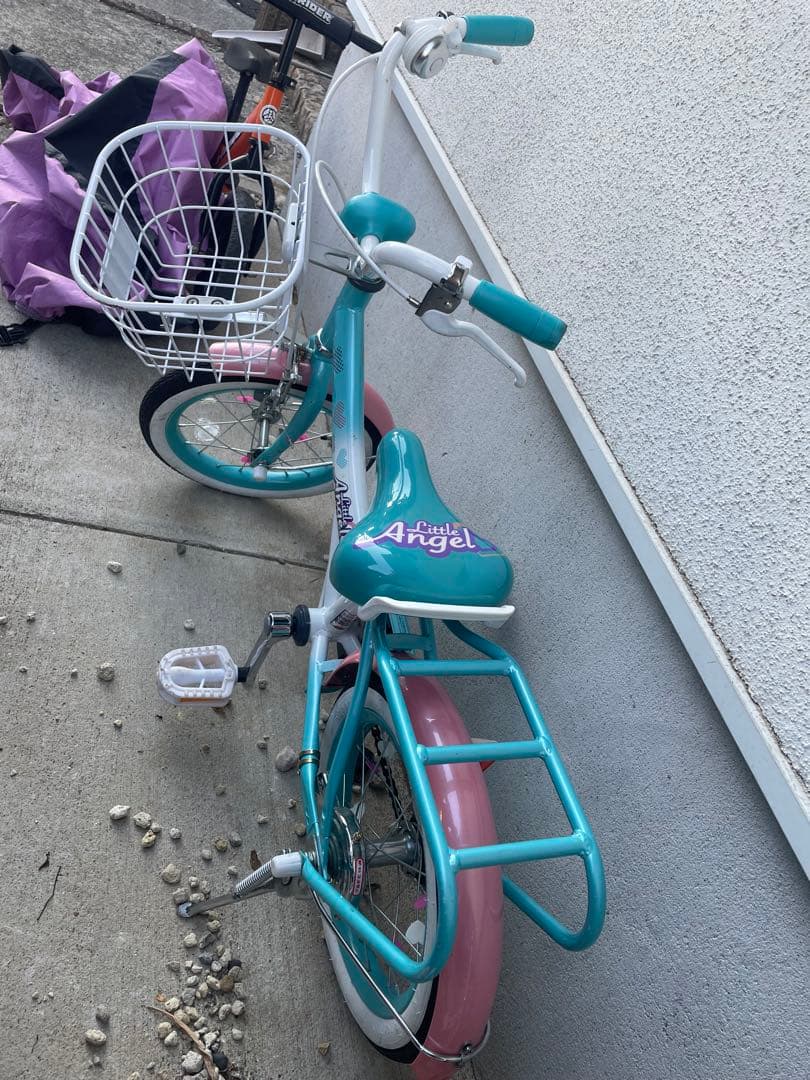 幼児用自転車 水色とピンク Angelデザイン