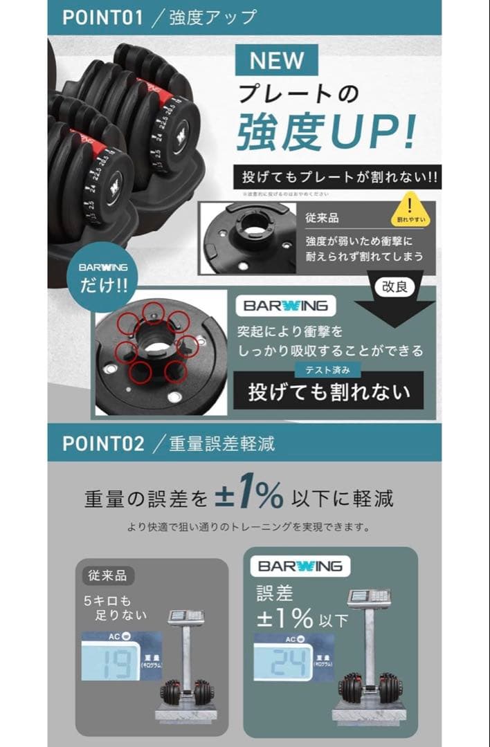BARWING 調整式ダンベルセット 5-25kg