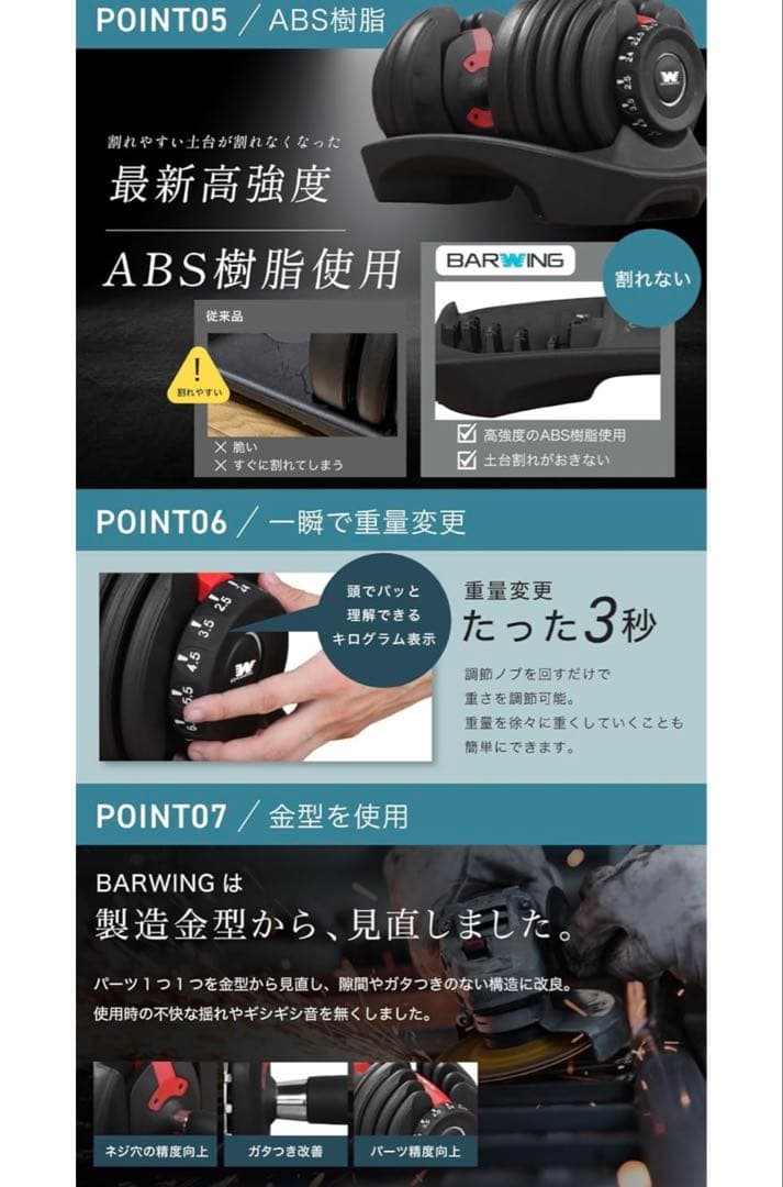 BARWING 調整式ダンベルセット 5-25kg