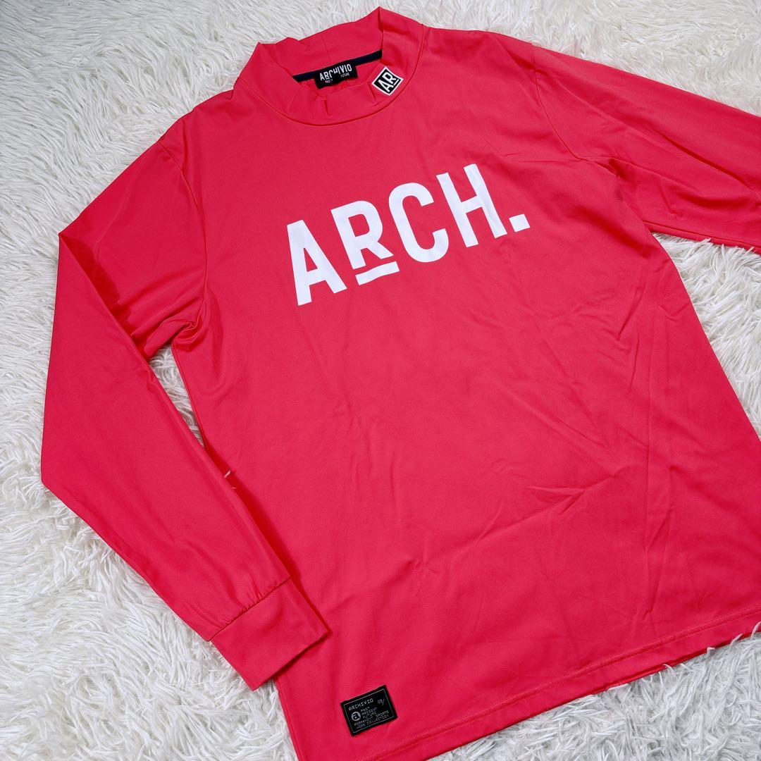 【メンズ50⭐️美品】アルチビオゴルフ　モックネックシャツ　長袖　インナー　ピンク