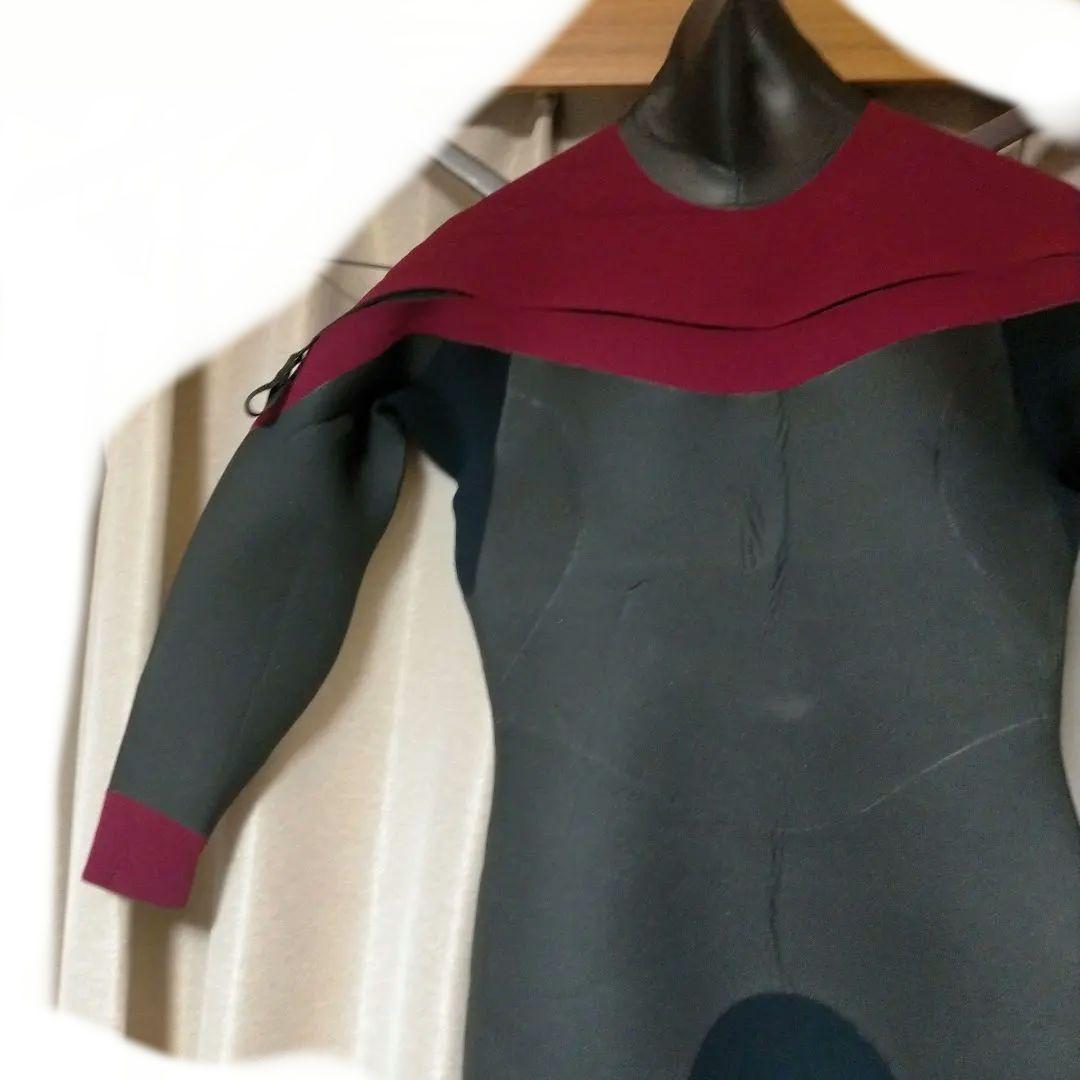 ウェットスーツ 冬用 ネオプレン フルスーツ グレー/ボルドー 新品 ML