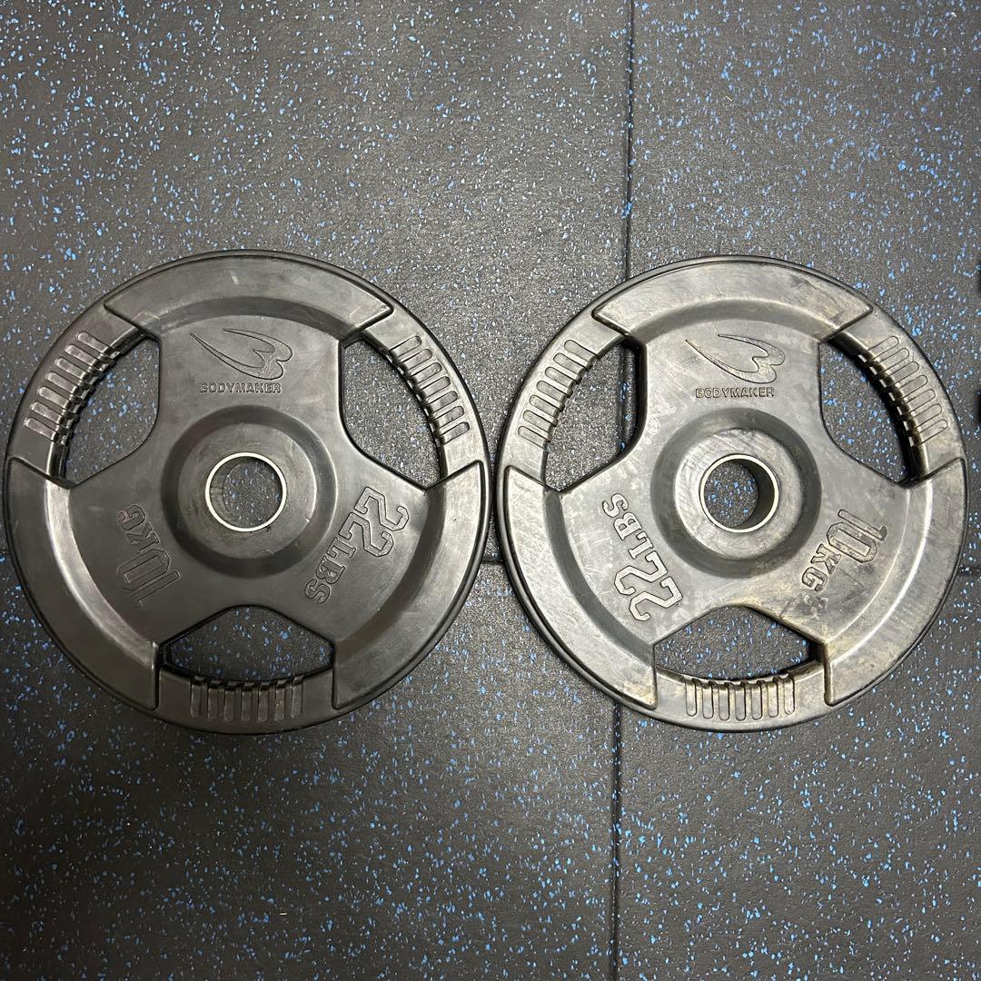 ボディメーカー 50mmオリンピックラバープレート 10kg×2枚　アイロテック
