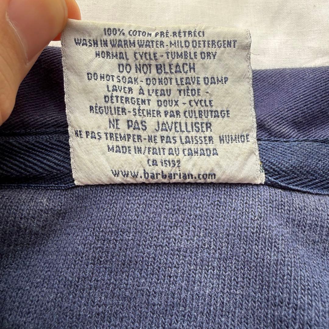 Barbarian スコットランド ラガーシャツ XXL ネイビー　刺繍　古着