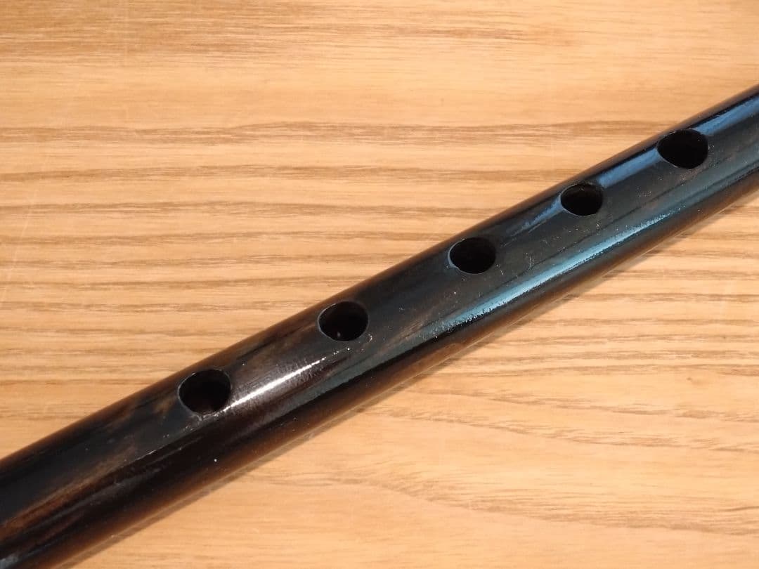 【ハンドメイド品】黒柿　笛　横笛　和楽器　7本調子　ドレミ調　一点物　未使用品③