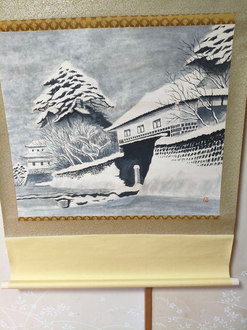紙本 越後新発田城の雪景色 作者不詳