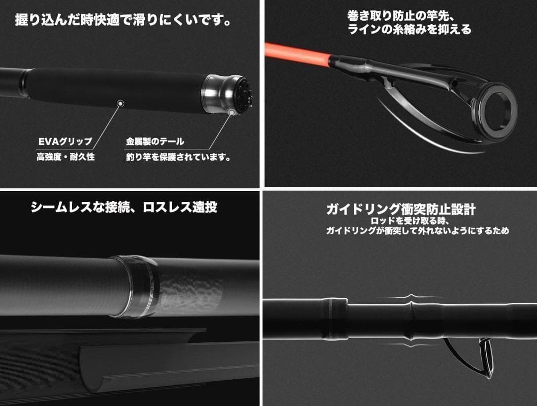 YU58 ロッド コンパクト 釣り竿 投げ竿 釣竿 炭素繊維 伸縮式 4.5m