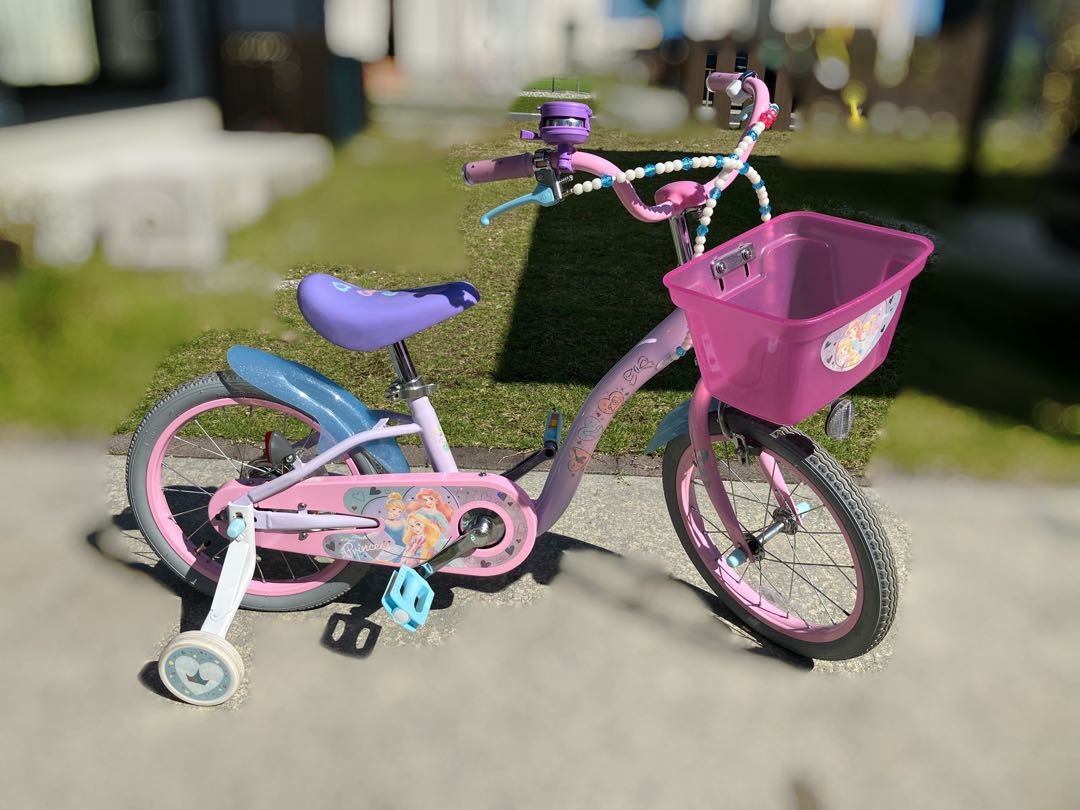 ディズニープリンセス　キッズ　自転車　ヘルメット　ゆめラブ　16インチ　説明書有