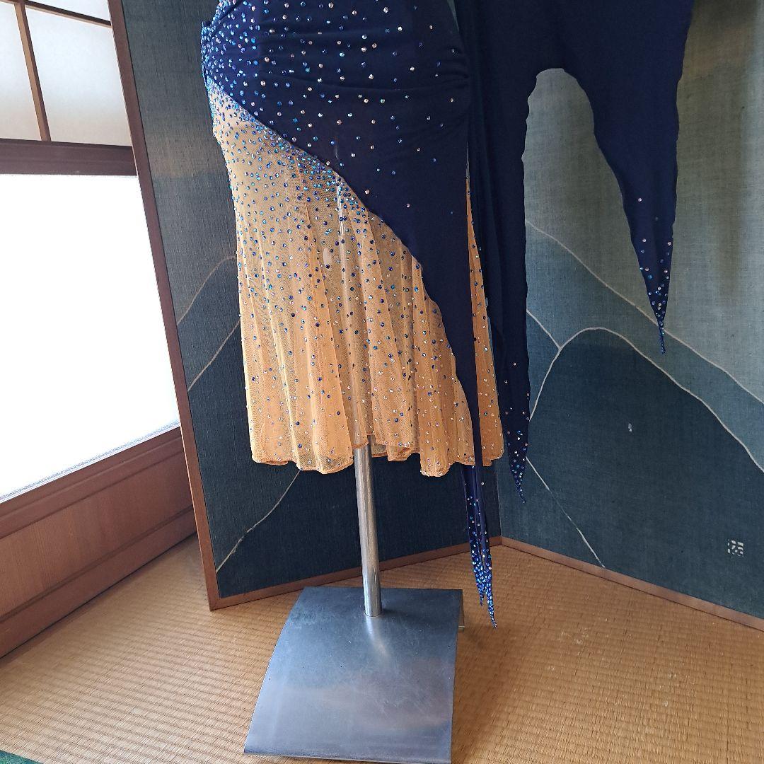 社交ダンスラテン ドレス ネイビー ベージュ