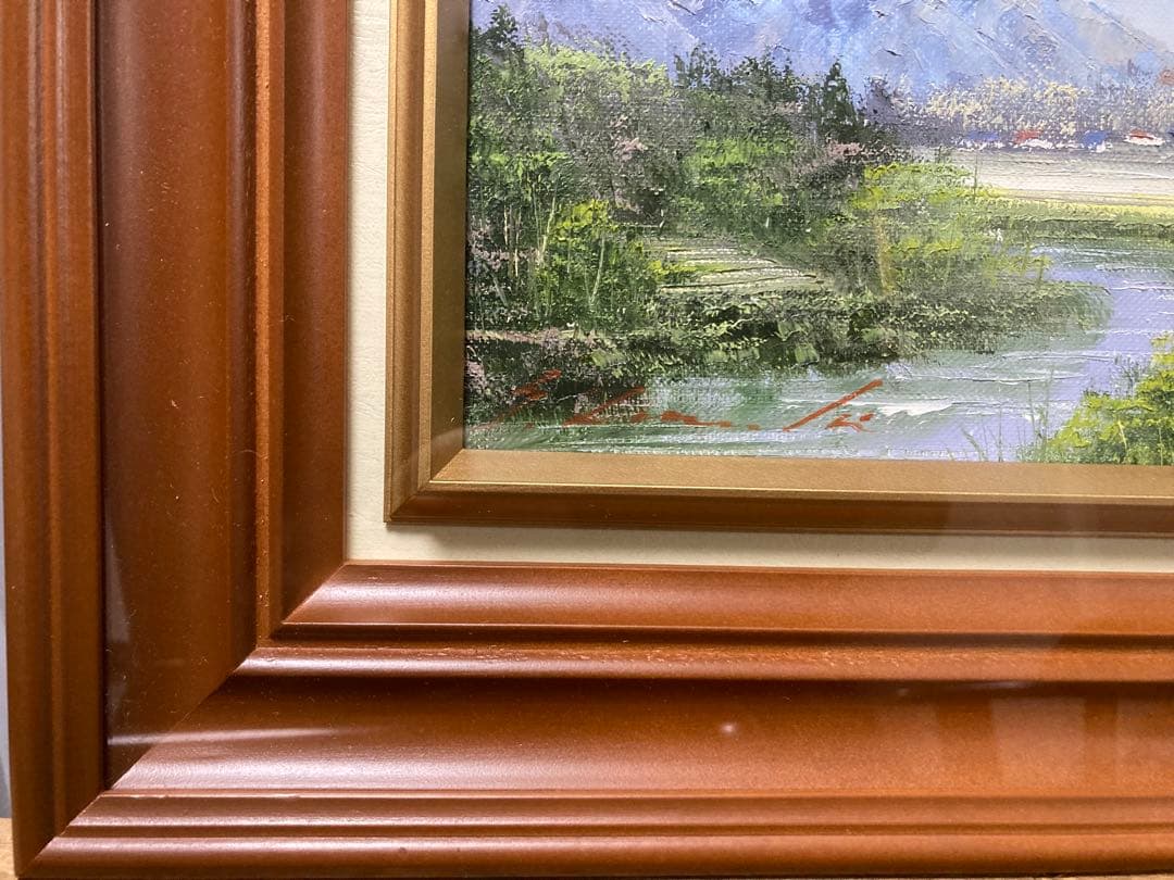 油彩　油絵　肉筆　アルプス　[岩崎千明] 美術年鑑掲載作家　サイン、箱有　SM号