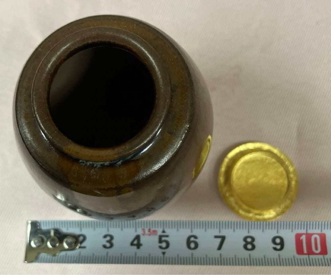 高取鬼丸雪山作　高取焼　肩衡　茶入　共箱　仕服付　茶道具