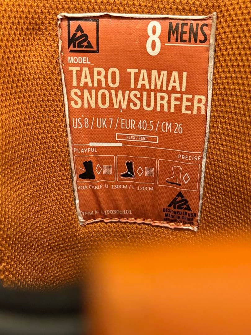 K2 Taro Tamai surfer TTブーツ US8