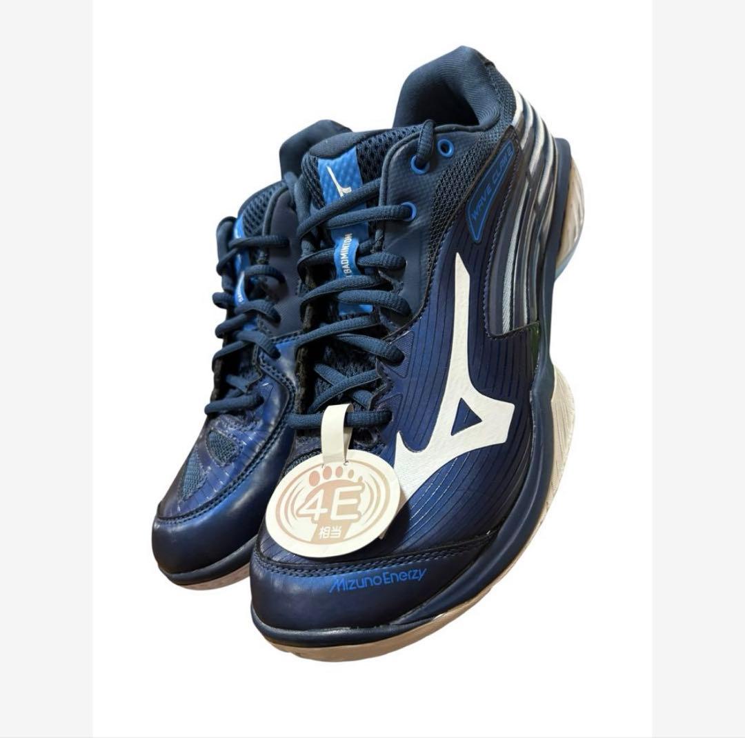 Mizuno バトミントン シューズ ウエーブクロー2 ワイド 26cm ネイビ