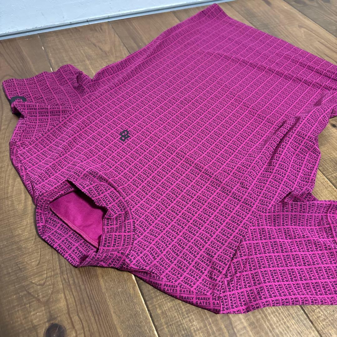 美品　パーリーゲイツ モックネックシャツ　4 パープル系