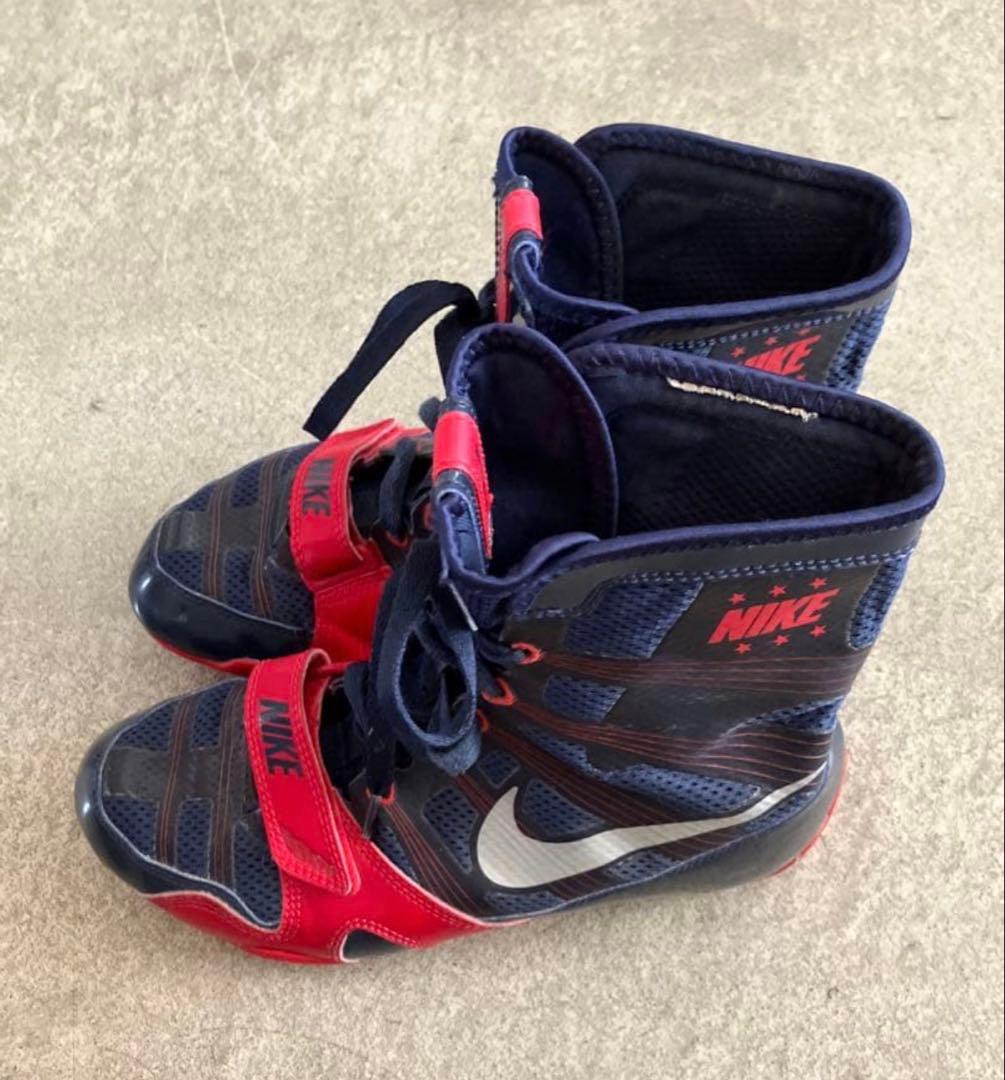 25cm NIKE ボクシングシューズ ハイパーKO1 ネイビー/レッド