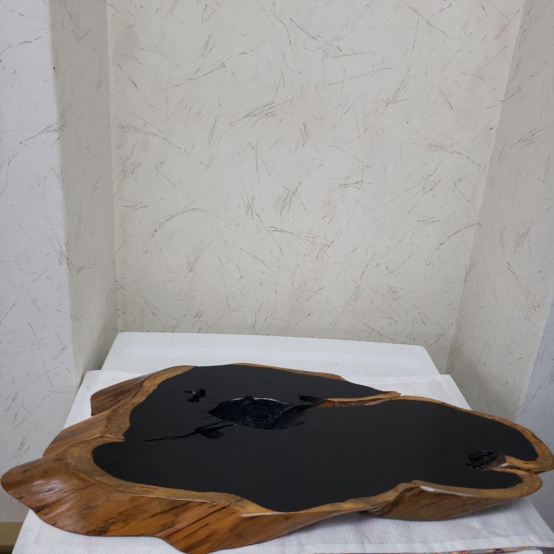 蔵出し特価本黒檀はす切り花器台56×27×厚み３cm