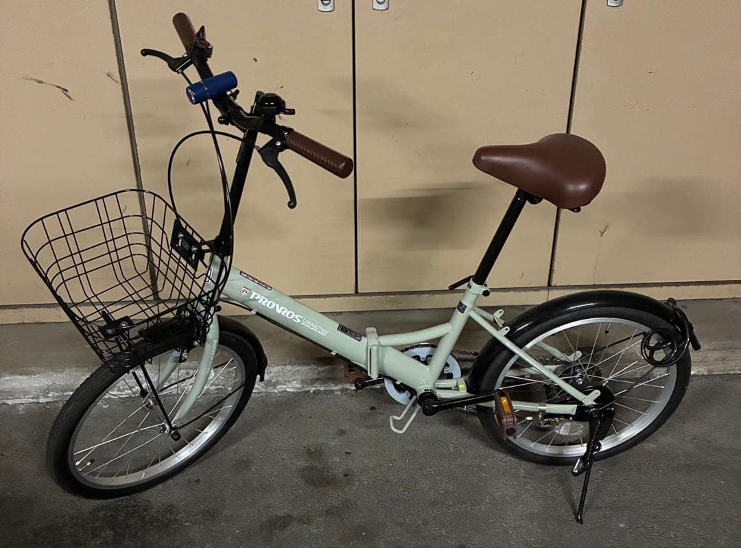 全国送料込み！折りたたみ自転車20インチ6段変速 カゴLEDライト ワイヤ錠付き