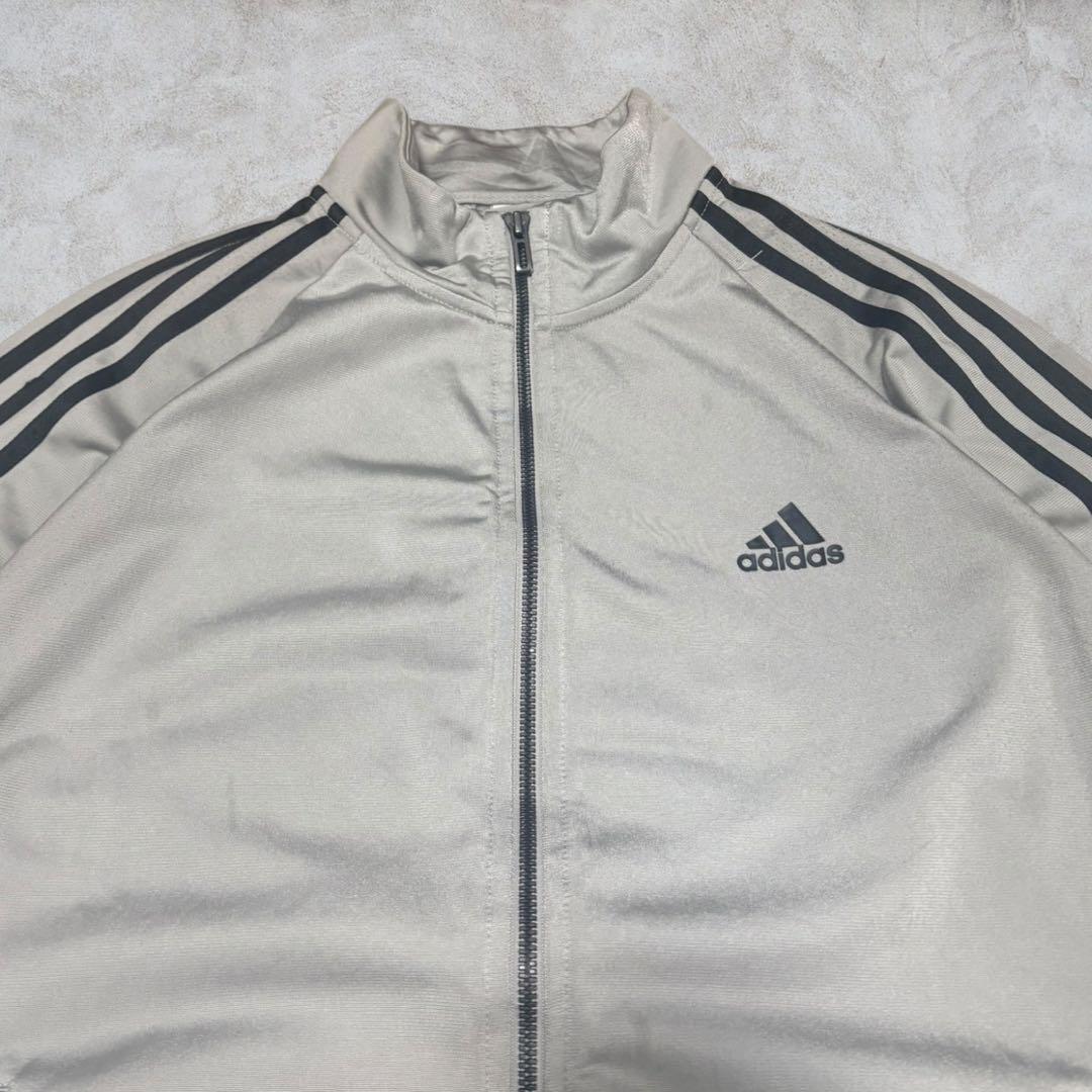 【adidas】Oサイズ 3ライン トラックジャケット グレー