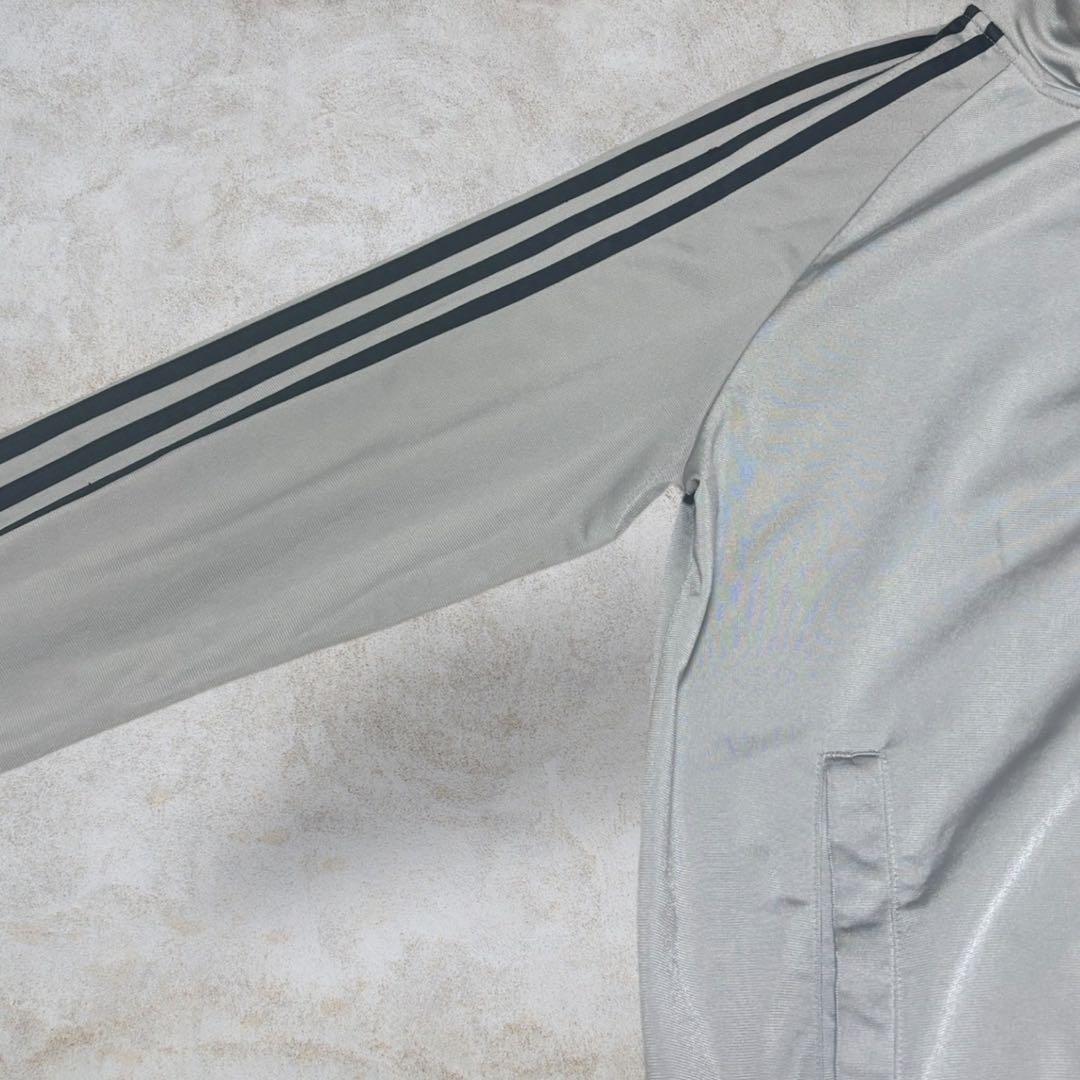 【adidas】Oサイズ 3ライン トラックジャケット グレー
