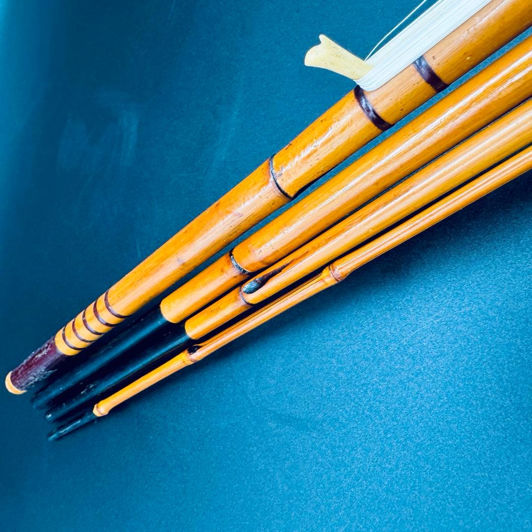 竹製江戸前ハゼ竿　中通し竿　4本継　3.55m　手バネ　竹竿　和竿