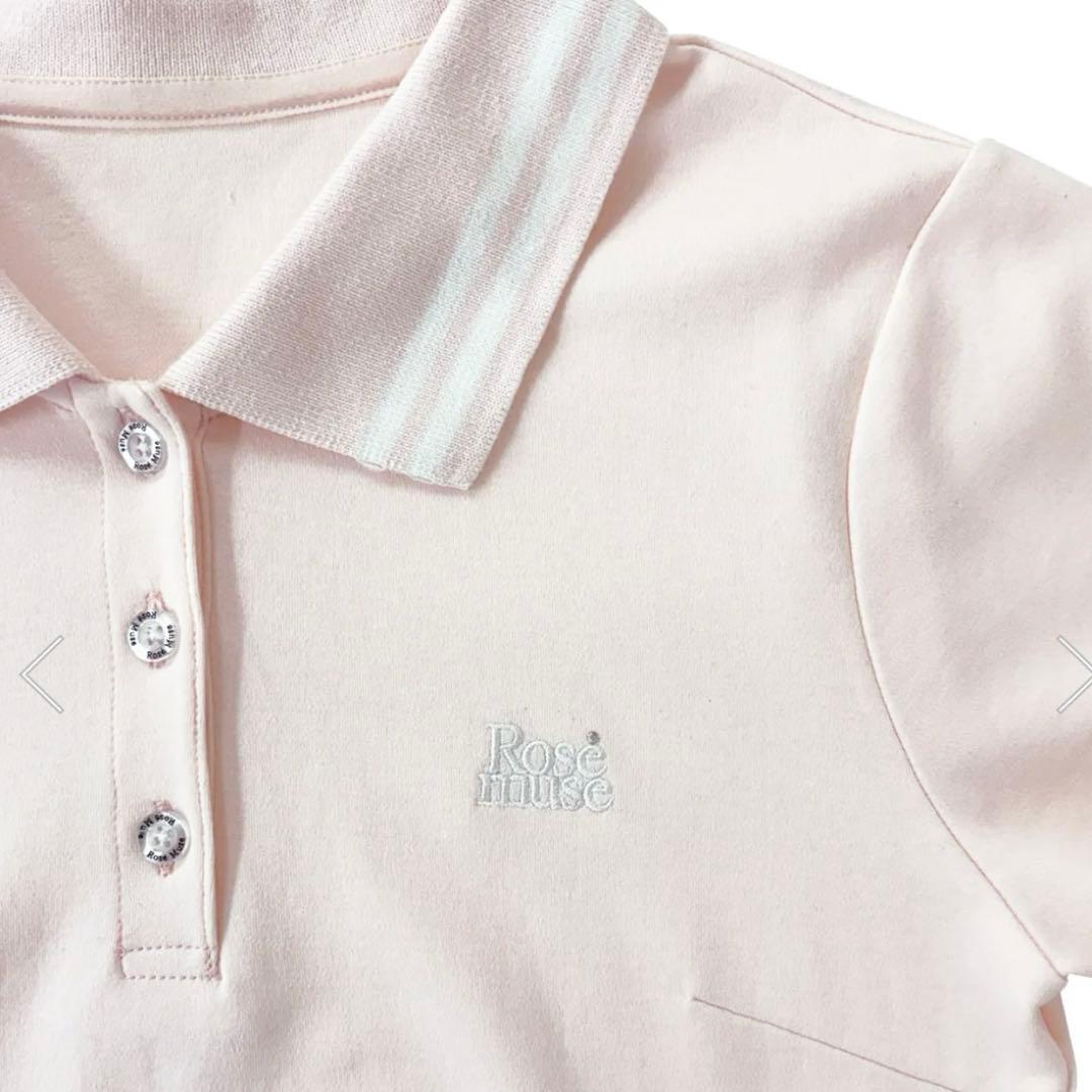 ♡美品♡ロゼミュ logo embroidery pleats polo op