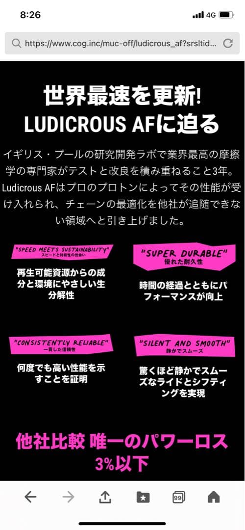 ★Muc-off 最強チェーンオイル 「LUDICROUS 」
