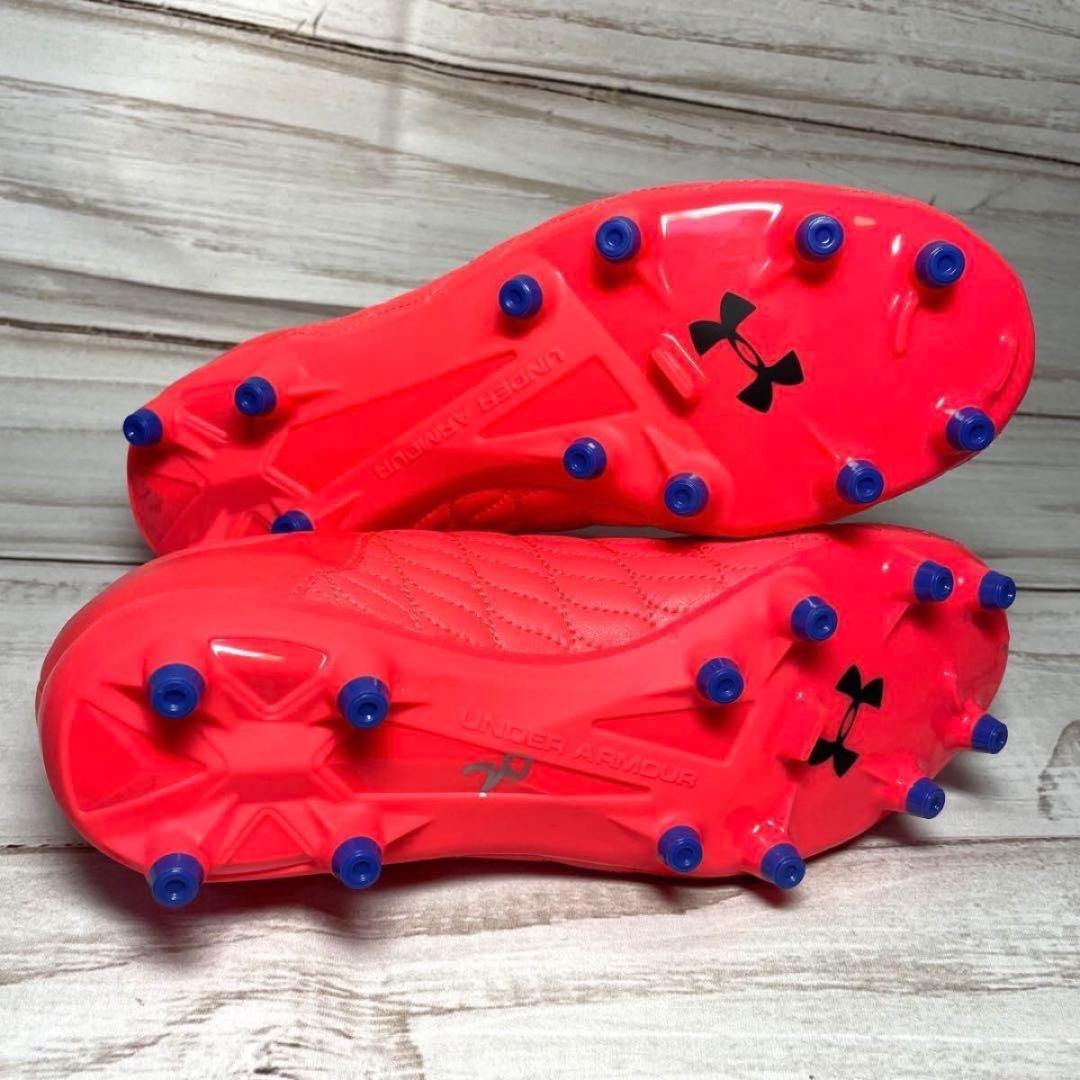 サッカースパイク レッド アンダーアーマー 24cm フットボール 蛍光色